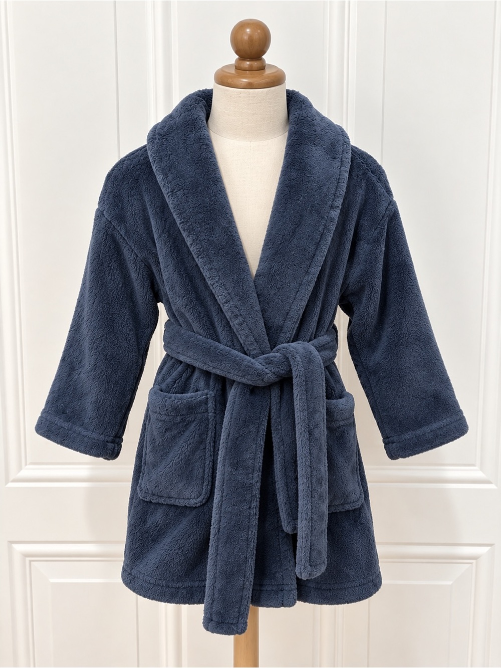 Kids’ Majestic International Fleece Bathrobe – Navy Blue